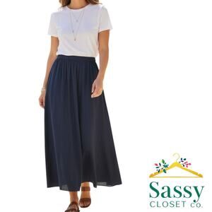 Old Navy Navy Silky A‑Line Maxi Skirt Flowy Elegant Women’s XL EUC